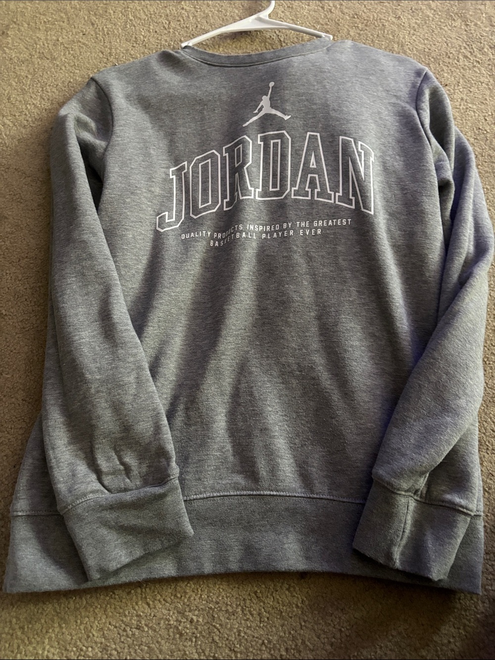 Jordan boys Gray Crewneck with White Logo